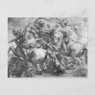 Postal La Batalla de Anghiari según Leonardo da Vinci