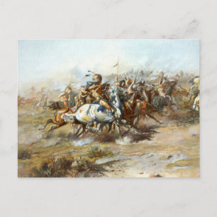 Postal La batalla de Custer contra el Pequeño Bighorn Rus