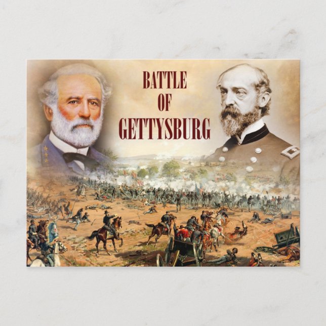 Postal La batalla de Gettysburg con Lee y Meade (Anverso)