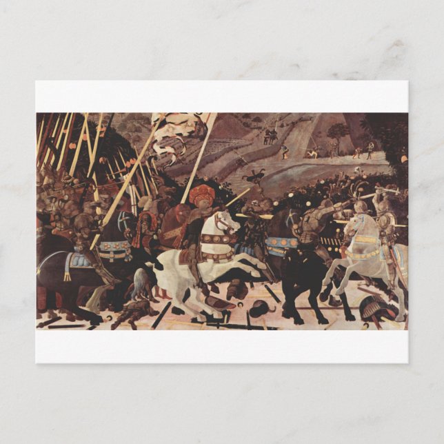 Postal La batalla de San Romano por Paolo Uccello (Anverso)