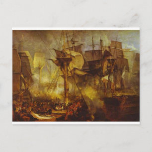 Postal La batalla de Trafalgar, como se ve desde el mijo