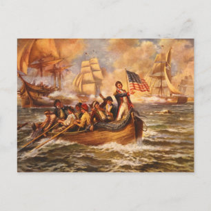 Postal La batalla del lago Erie por Percy Moran