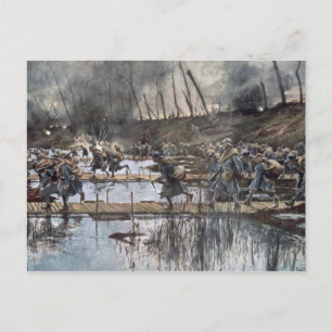 Postal La batalla del Yser en 1914