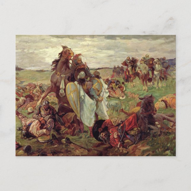 Postal La batalla entre rusos y tártaros, 1916 (Anverso)