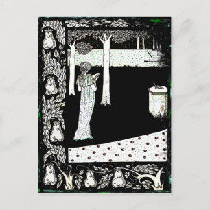 Postal La Beale Isolde leyendo en el jardín