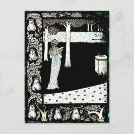 Postal La Beale Isolde leyendo en el jardín