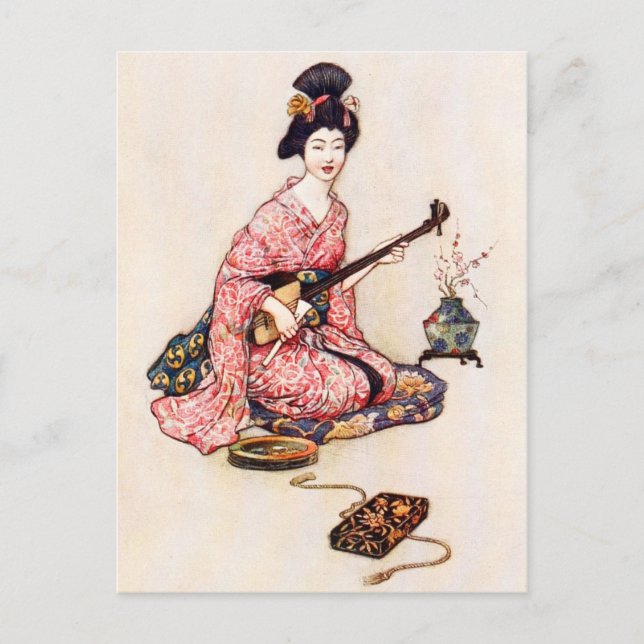 Postal La bella bailarina de Yedo (Anverso)