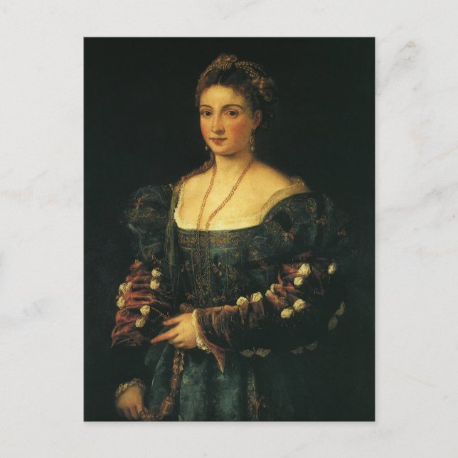 Postal La Bella, duquesa de Urbino por titiano (Anverso)