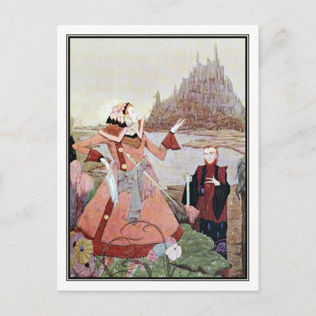 Postal La bella durmiente de Harry Clarke (Anverso)