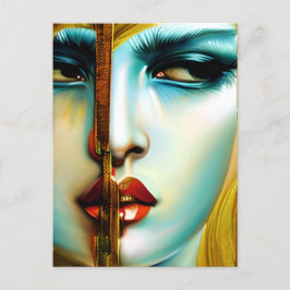 Postal La bella mística diosa dorada