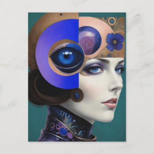 Postal La bella mujer abstracta