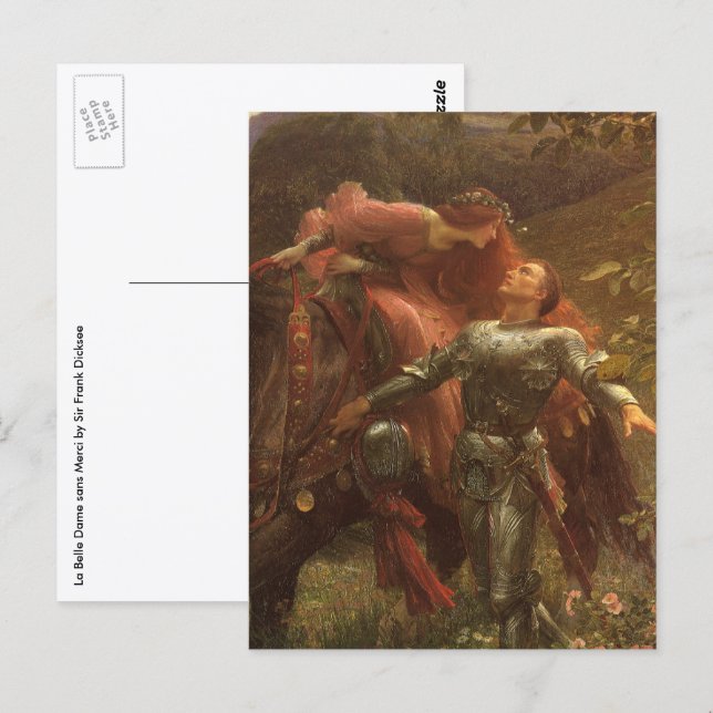 Postal La Belle Dame sans Merci by Sir Frank Dicksee (Anverso / Reverso)