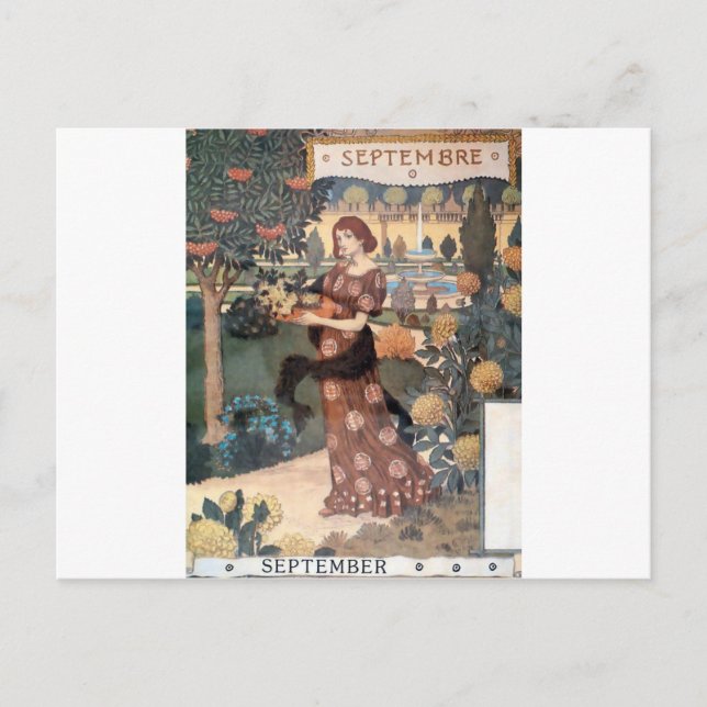Postal La Belle Jardiniere - Septembre - Eugène Grasset (Anverso)
