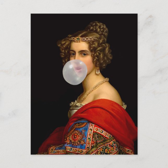 Postal La belleza bávara y la goma de burbujas (Anverso)