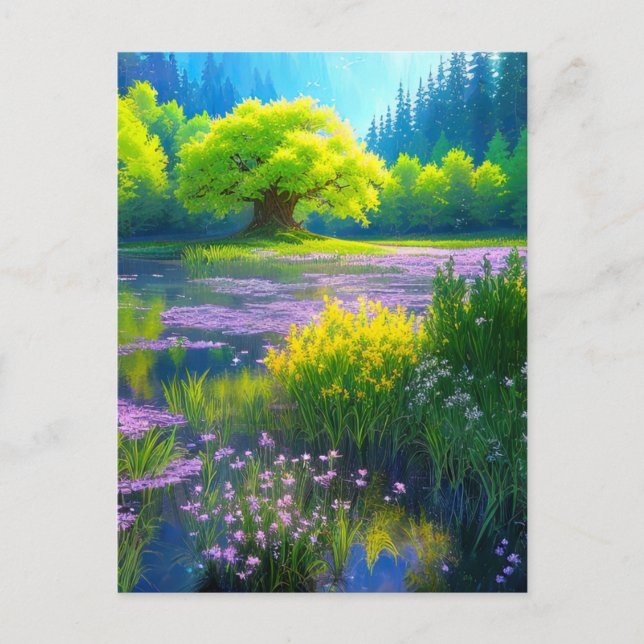 Postal La belleza de la ciénaga verde (Anverso)