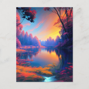 Postal La belleza del atardecer se revela en el lago bosc