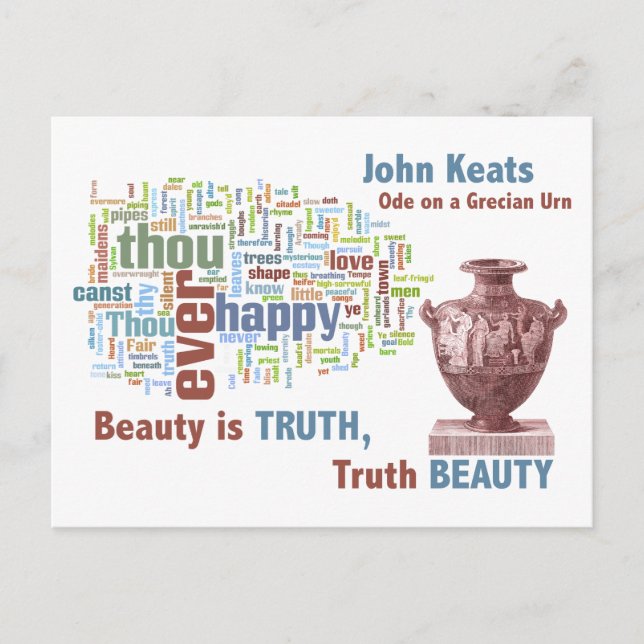 Postal La belleza es verdad - John Keats - Grecian Urn (Anverso)