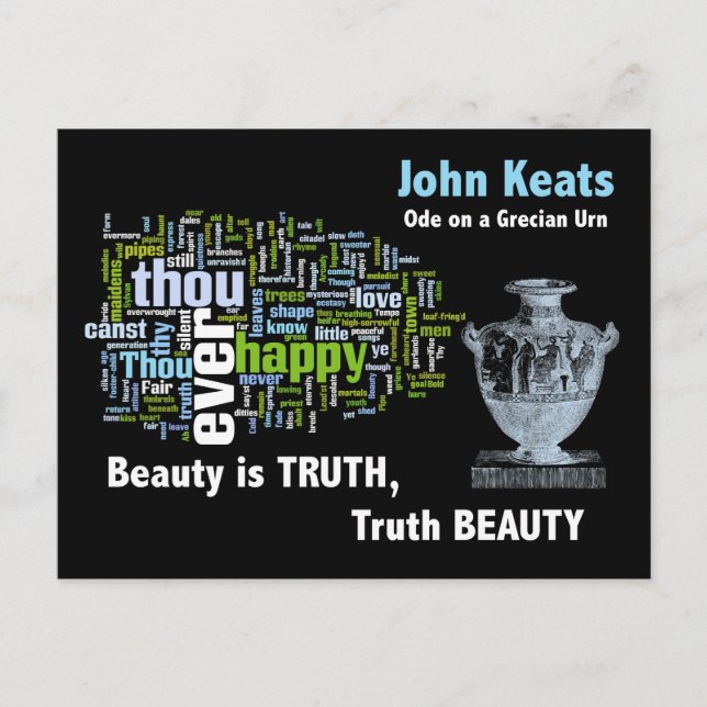 Postal La belleza es verdad - John Keats - Grecian Urn (Anverso)