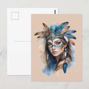 Postal La belleza tribal de las acuarelas: el espíritu de