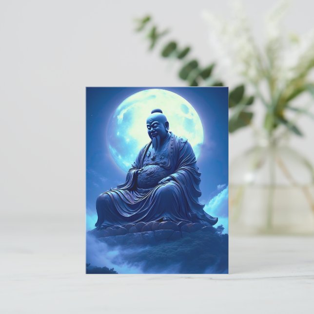 Postal La Bendición de la Luna sobre la Estatua Celestial (Anverso de pie)