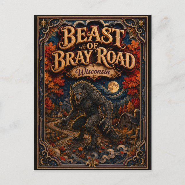 Postal La Bestia de Bray Road Wisconsin Popcut Legends (Anverso)