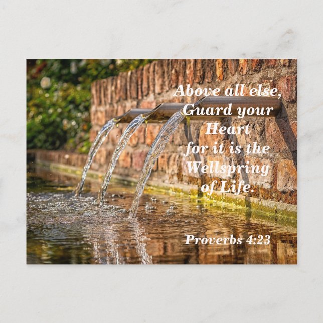 Postal La Biblia contra los proverbios 4:23 Protege tu co (Anverso)
