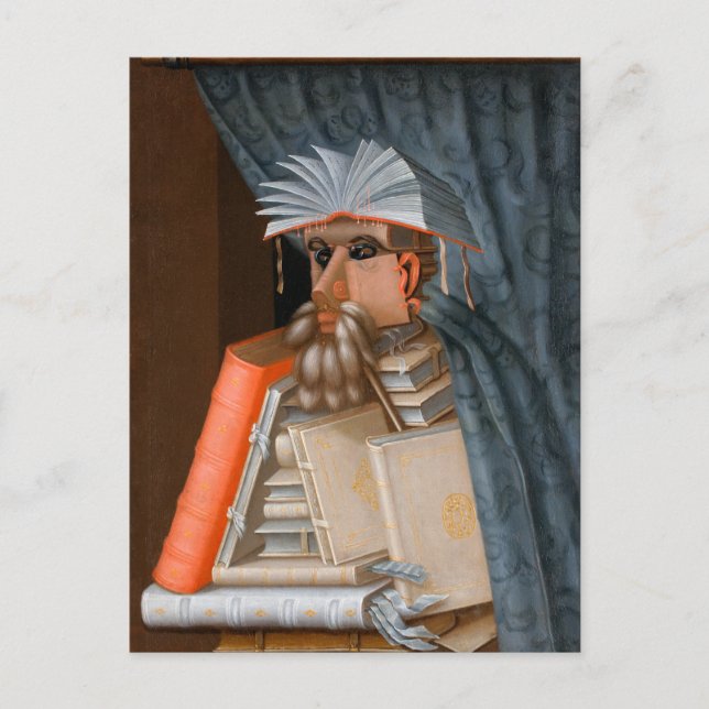 Postal La biblioteca c. 1566 por Giuseppe Arcimboldo (Anverso)