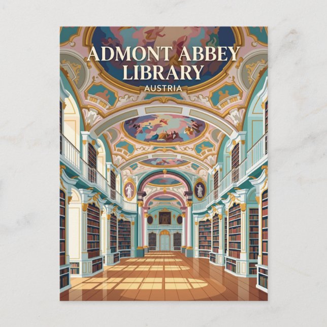 Postal La biblioteca de la Abadía de Admont Austria (Anverso)