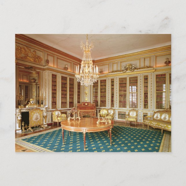 Postal La biblioteca de Louis XVI adornada en 1781 (Anverso)