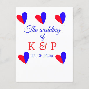Postal La boda de la letra inicial del nombre de la parej