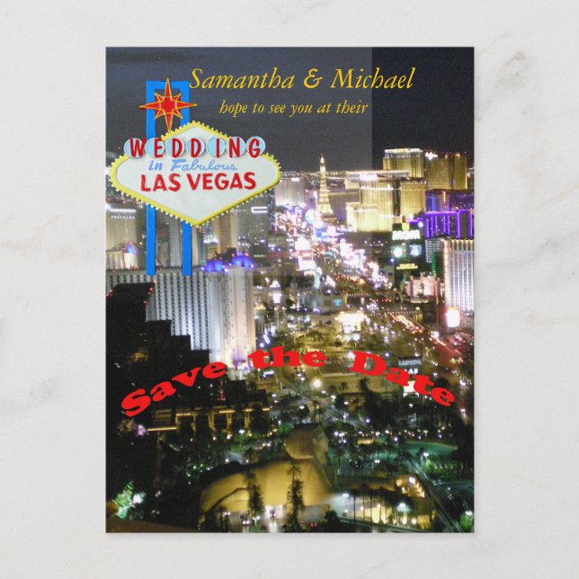 Postal La boda de Las Vegas Salvar la fecha (Anverso)