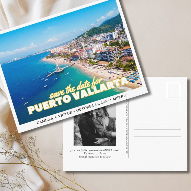Postal La boda de Puerto Vallarta en México salva la fech (Puerto Vallarta Wedding Mexico Save the Date Postcard)