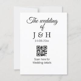 Postal La boda del código QR del nombre de la pareja deta