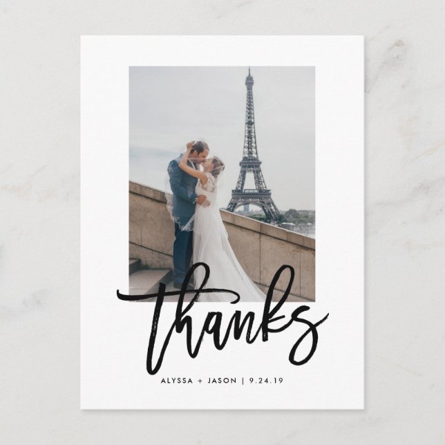 Postal La boda elegante le agradece con la foto (Anverso)