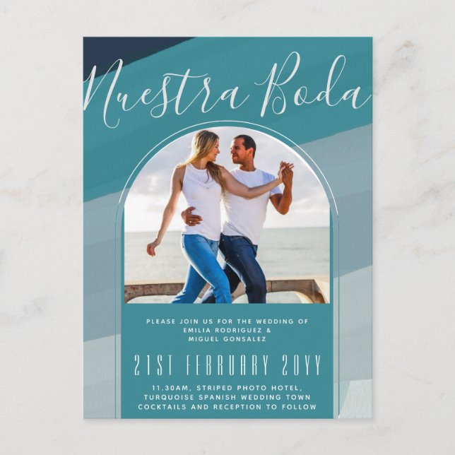 Postal La Boda española turquesa Nuestra Boda (Anverso)