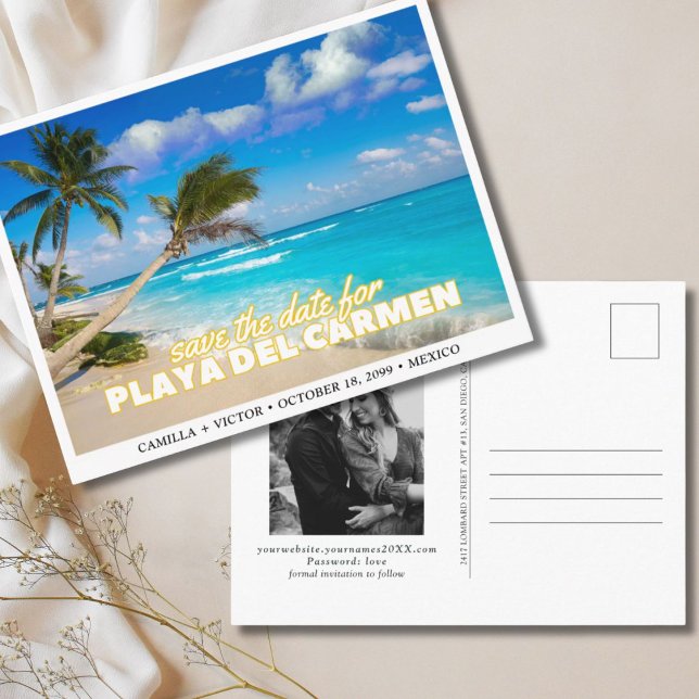 Postal La boda mexicana de Playa del Carmen salva la fech (Playa del Carmen Mexico Wedding Save the Date Postcard)