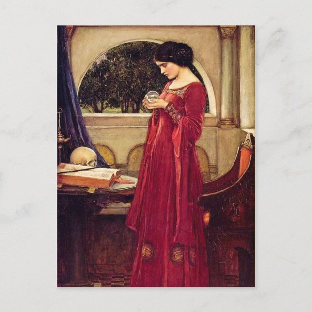 Postal "La bola de cristal" de John William Waterhouse (Anverso)
