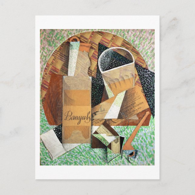 Postal La botella de Banyuls, 1914 (aguijón y collage) (Anverso)