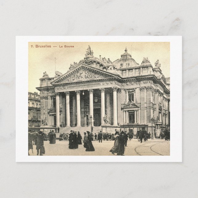 Postal La Bourse, Bruselas, Bélgica Vintage (Anverso)