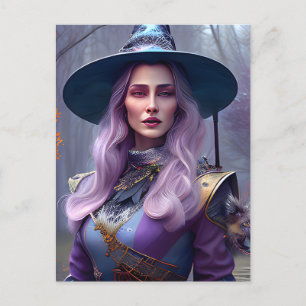Postal La Bruja Con El Púrpura Del Pelo