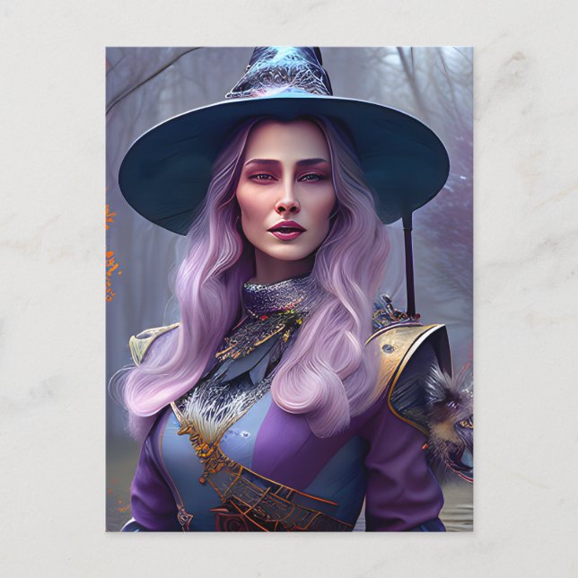 Postal La Bruja Con El Púrpura Del Pelo (Anverso)