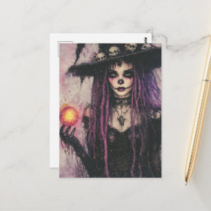 Postal La Bruja Con Magia en su Mano