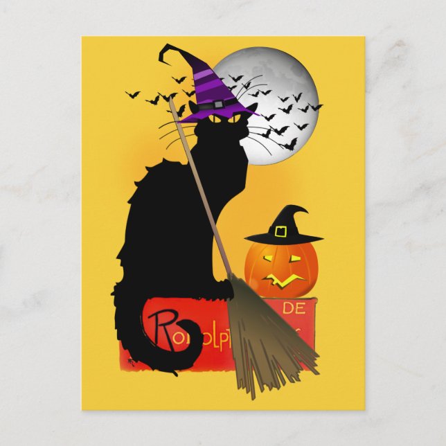 Postal La Bruja de Halloween de Le Chat Noir (Anverso)