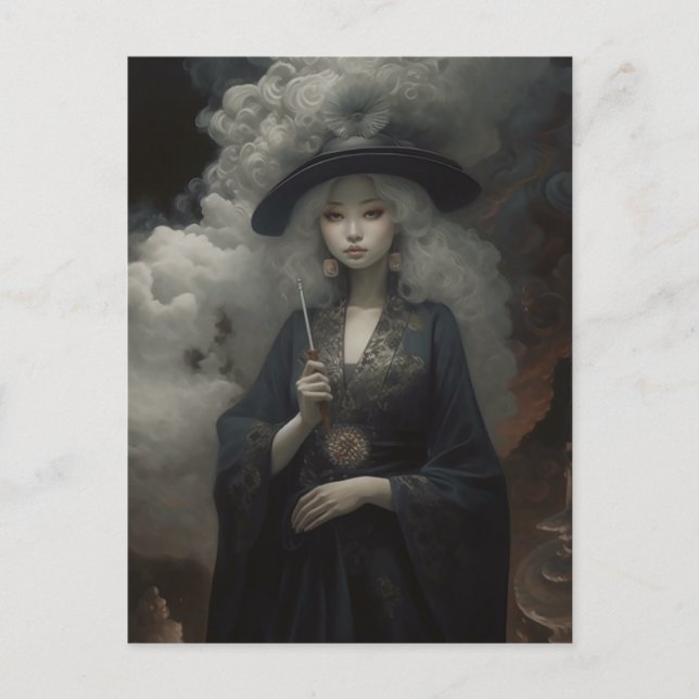 Postal La bruja de la lluvia (Anverso)