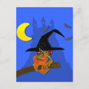 Postal La bruja escarpada lanza un hechizo