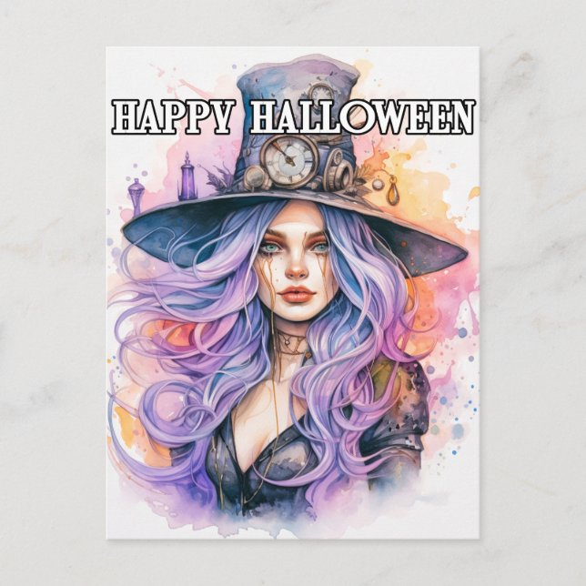 Postal La bruja | Feliz Halloween (Anverso)