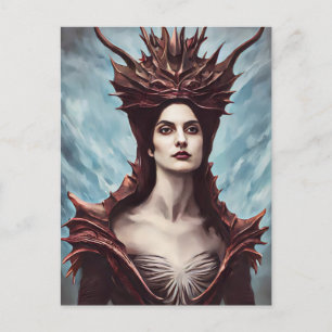 Postal La bruja roja de las montañas arte de fantasía