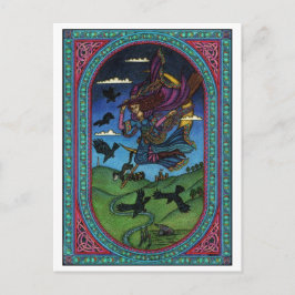 Postal la bruja y los cuervos