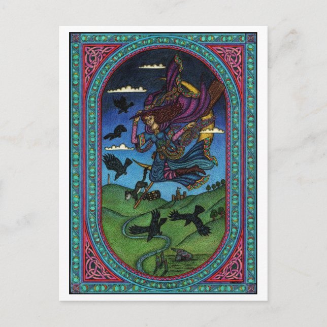 Postal la bruja y los cuervos (Anverso)