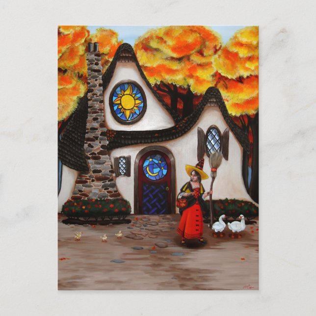Postal La bruja y sus gansos (Anverso)